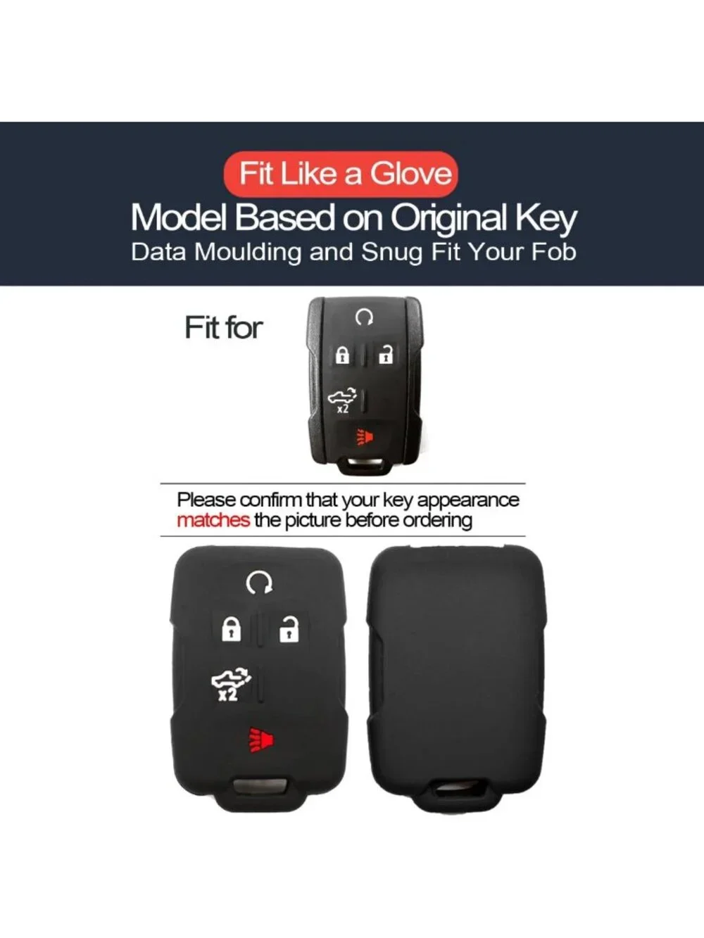 2-Pack Smart Key Fob Cover Case for Chevy Silverado GMC Sierra 1500 2500 3500